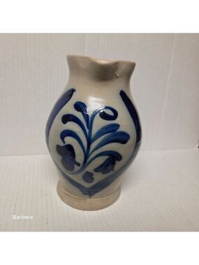 Vintage German Cobalt Blue Salt Glazed 1L Stoneware Pottery Jug